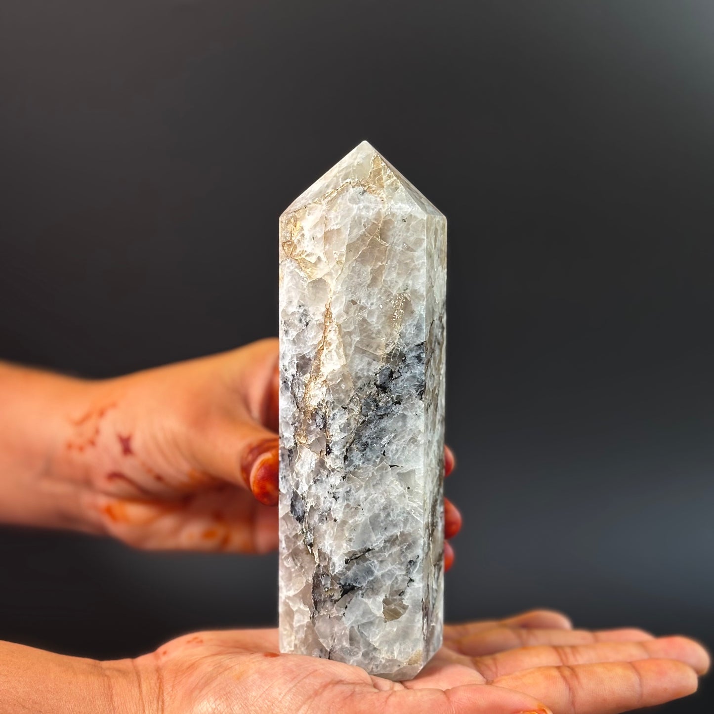 Rainbow Moonstone Large Tower - 500 Gm | Compassion & empathy