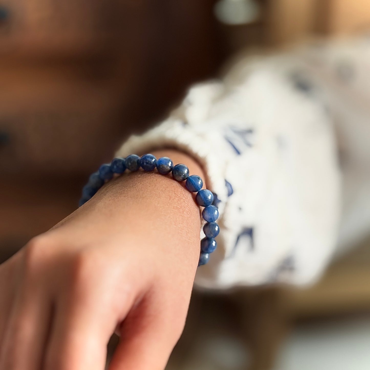 Kyanite Bead Bracelet - 6mm | Enhances telepathic & Psychic abilities