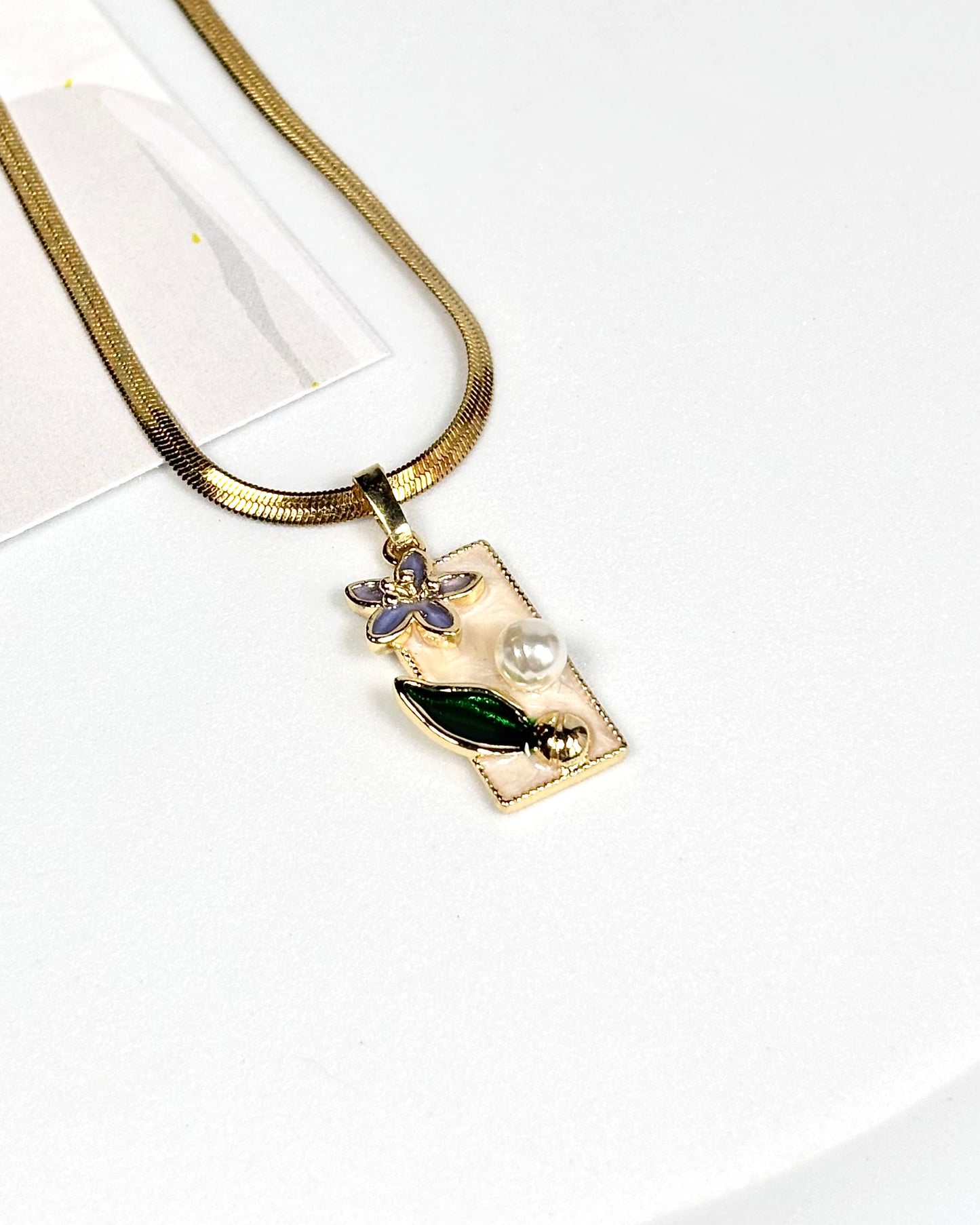 Gold-Plated Floral Pendant Necklace | Stainless Steel | The Lilith Store