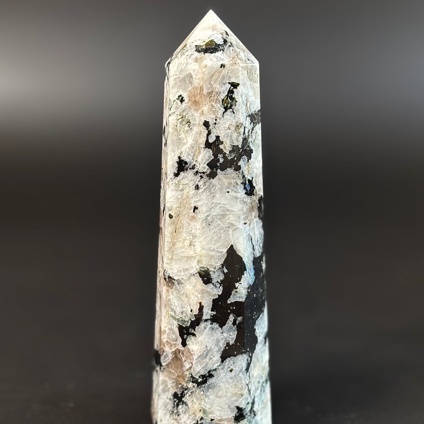 Rainbow Moonstone Large Tower - 450 Gm | Compassion & empathy