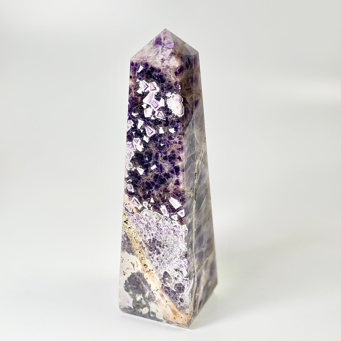 Four Facet Chevron Amethyst Tower – 1.1kg - Amplified Intuition & Focused Healing