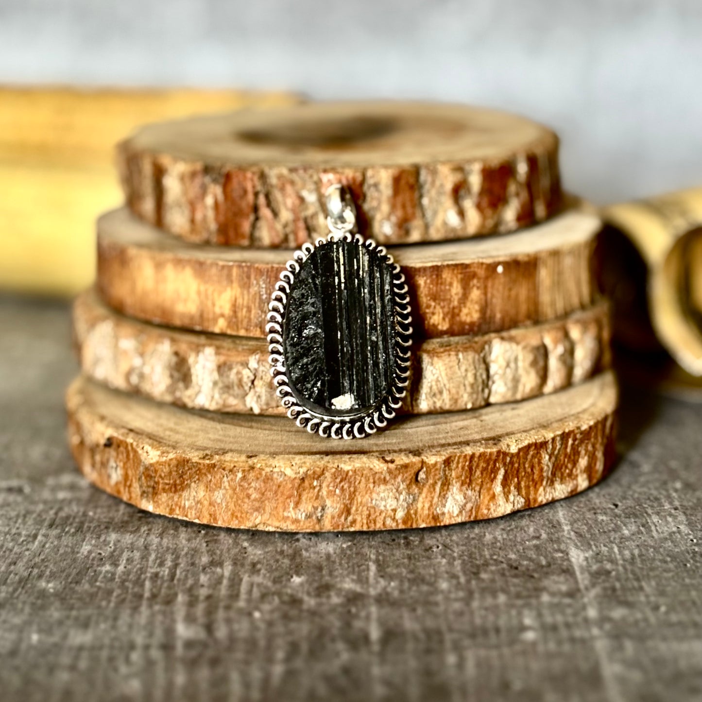 Black Tourmaline Pendant with Black Cord | Grounding & Protection