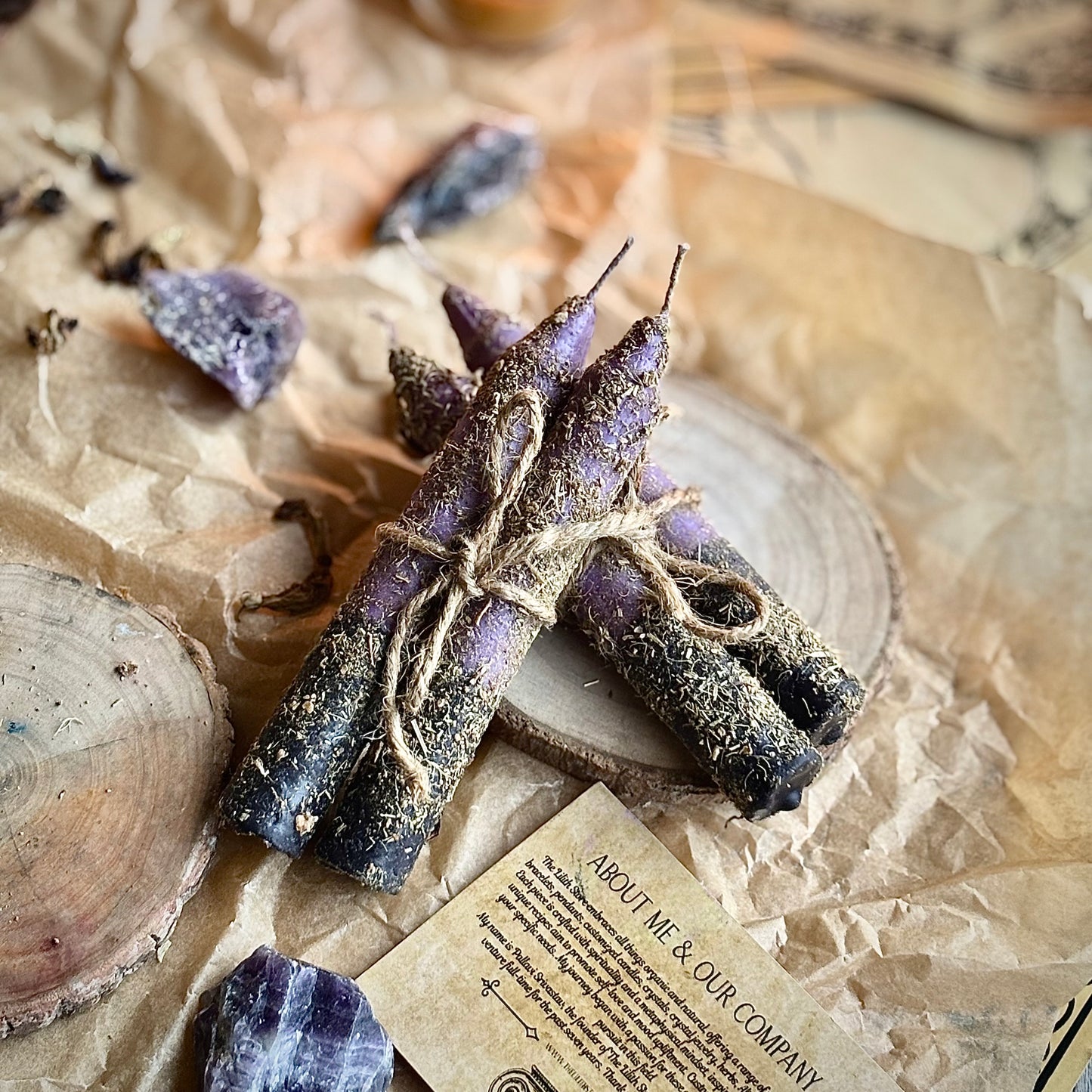 Psychic Protection Herb Rolled Candle - Set of 2