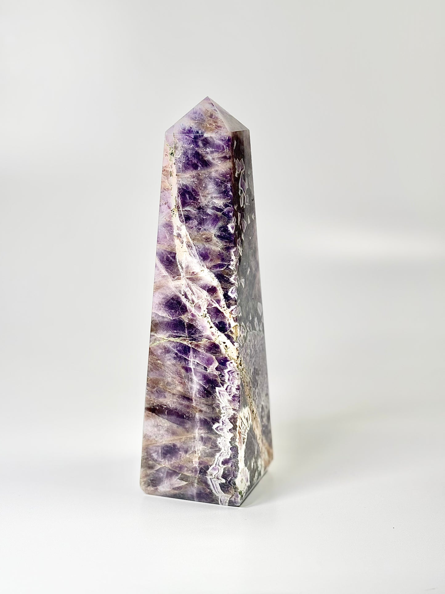 Four Facet Chevron Amethyst Tower – 1.1kg - Amplified Intuition & Focused Healing