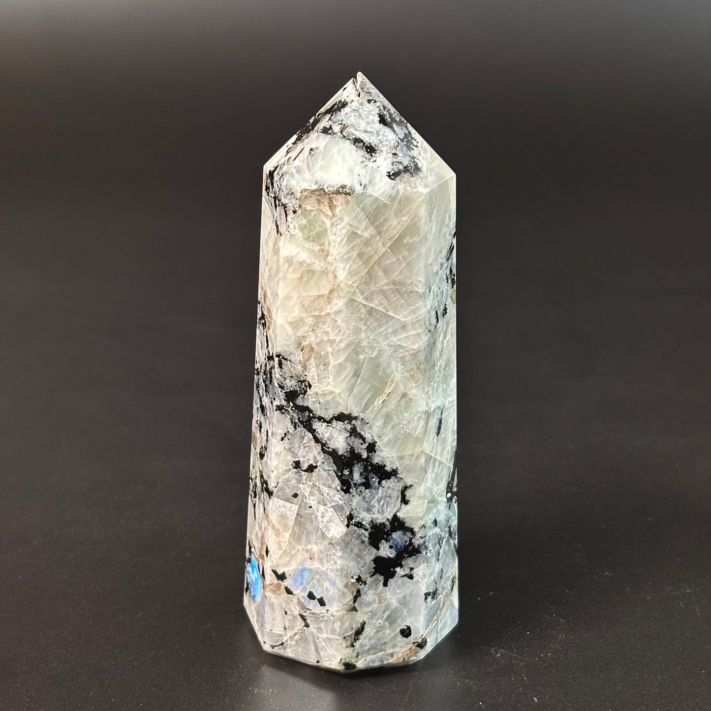 Rainbow Moonstone Large Tower - 320 Gm | Compassion & empathy