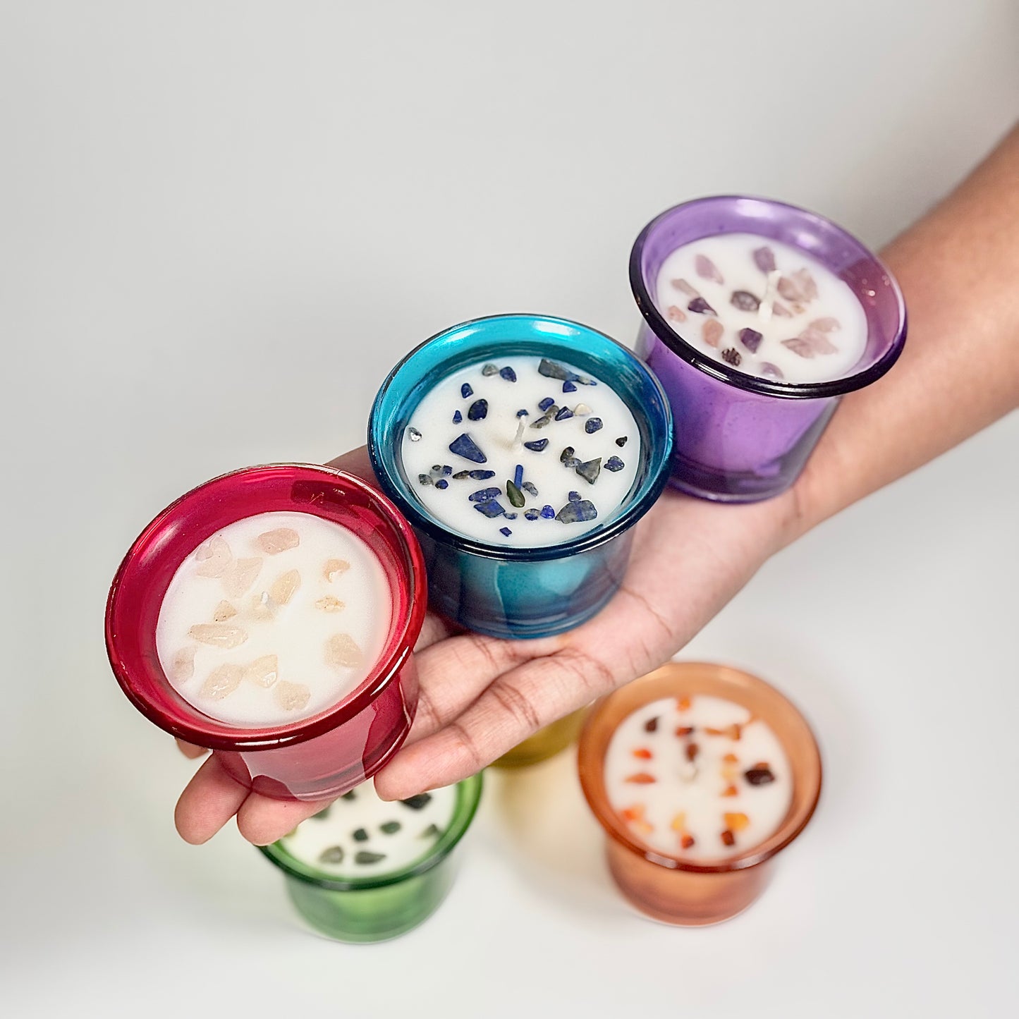 Set of 6 Crystal Tealights – Soy Wax & Scented