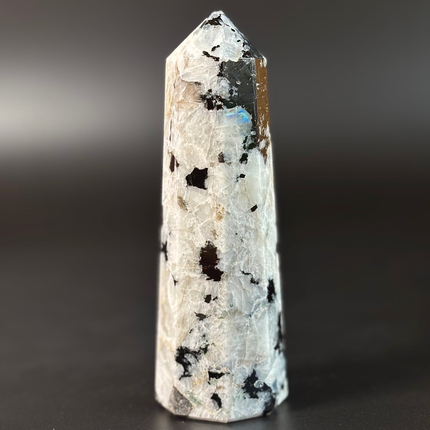Rainbow Moonstone Large Tower - 485 Gm | Compassion & empathy