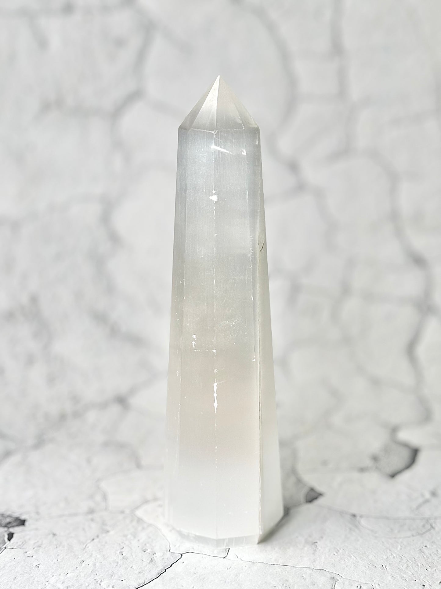 Eight Facet Selenite Tower – 450g - Light, Clarity & Refined Simplicity