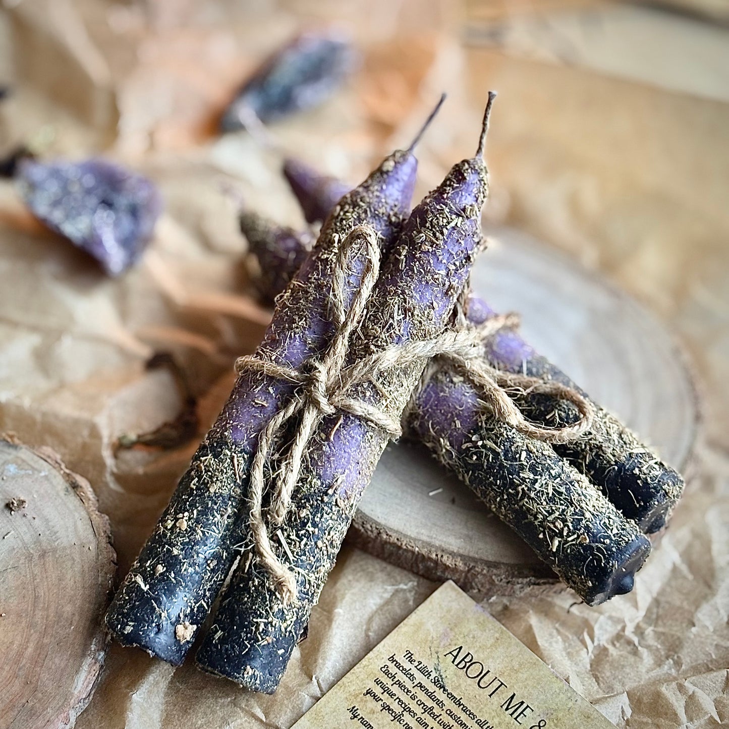 Psychic Protection Herb Rolled Candle - Set of 2