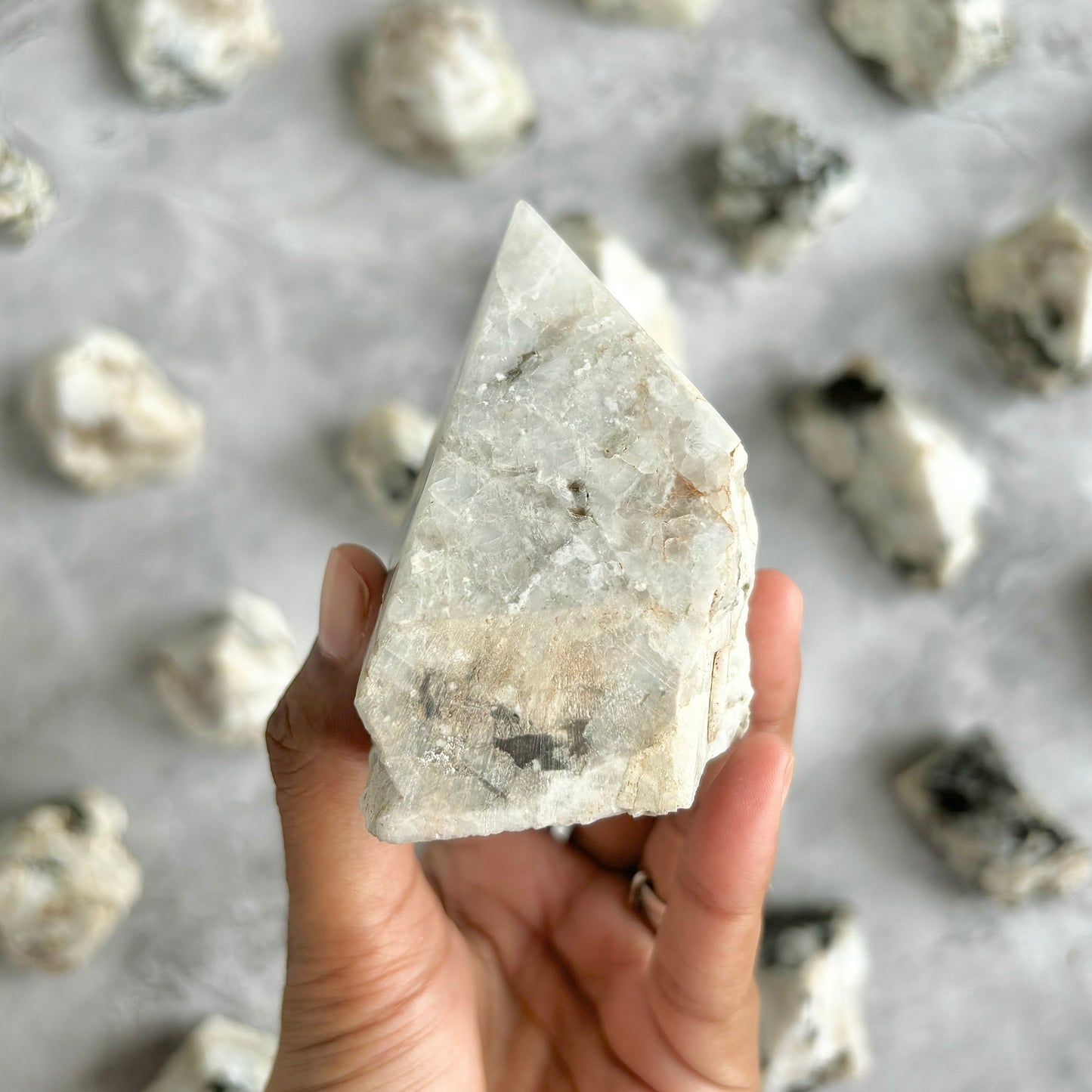 Rainbow Moonstone Raw with Polished Point - 267 Gm | Cultivates Compassion & empathy