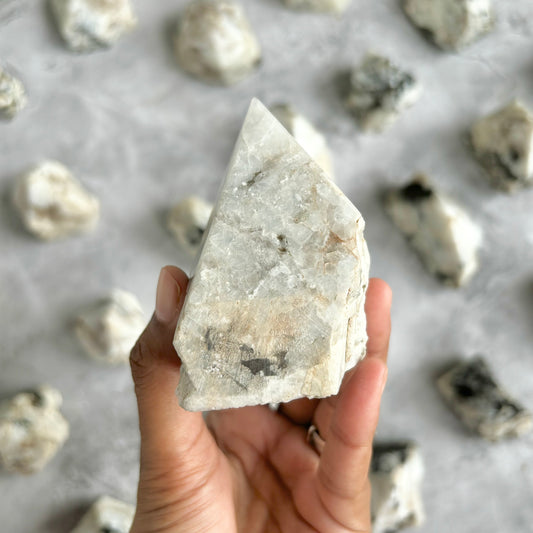Rainbow Moonstone Raw with Polished Point - 267 Gm | Cultivates Compassion & empathy
