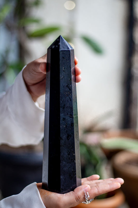 Black Tourmaline XXL Eight facet Tower | Grounding & Protection