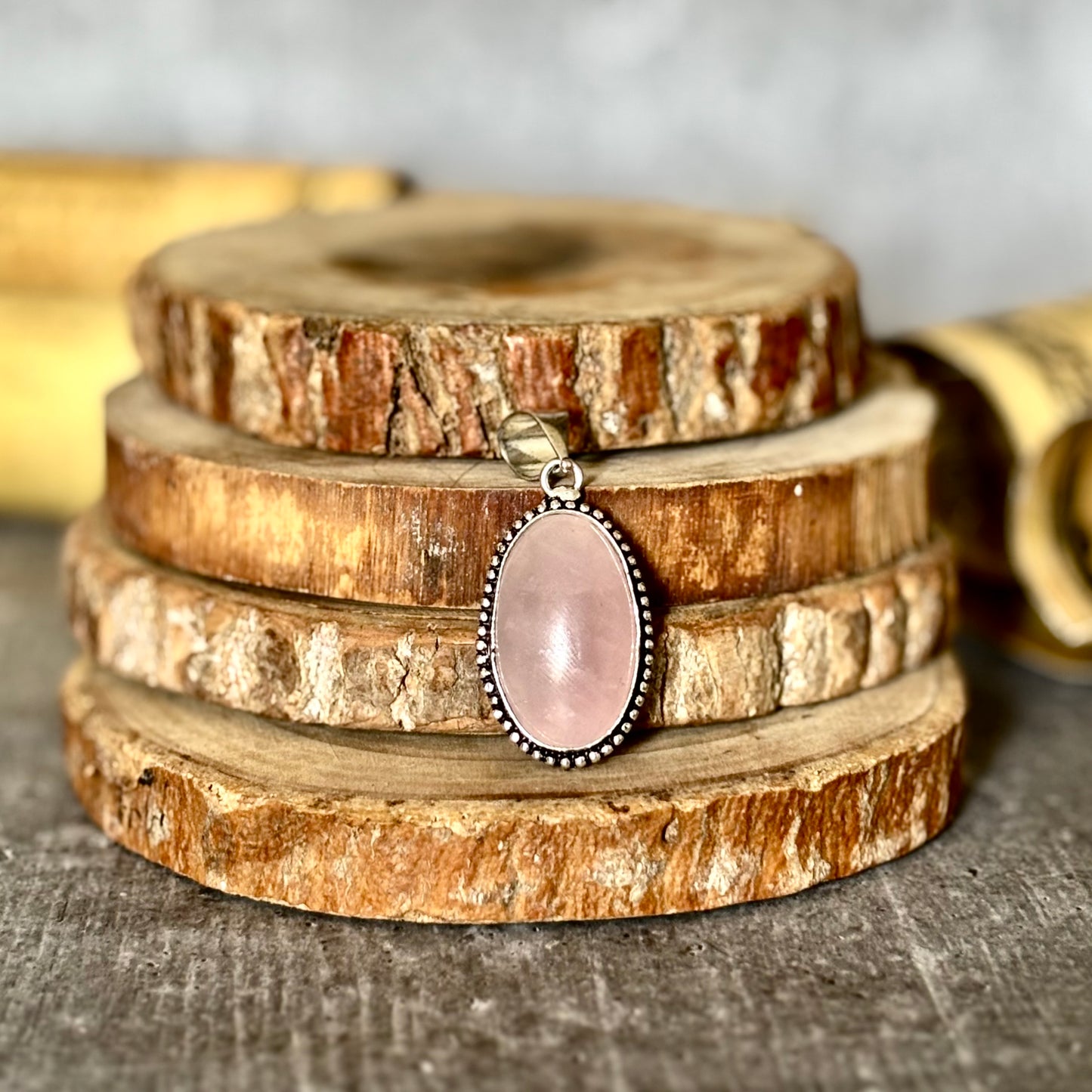 Rose Quartz Oxidised Pendant – Love & Gentle Energy
