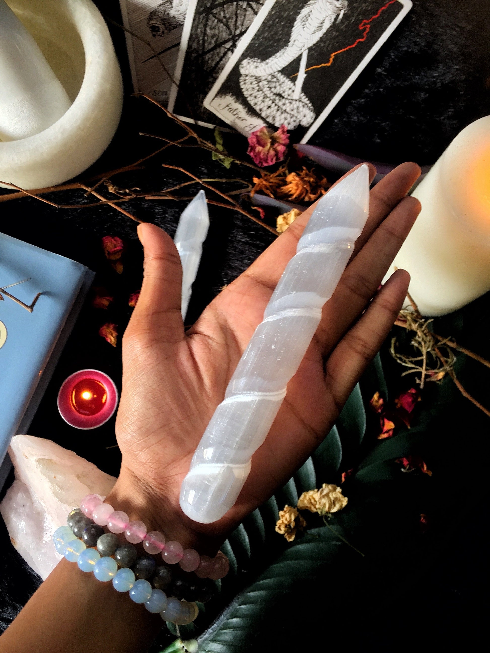 Selenite Spiral Wand | Wands - 1 Piece Crystal