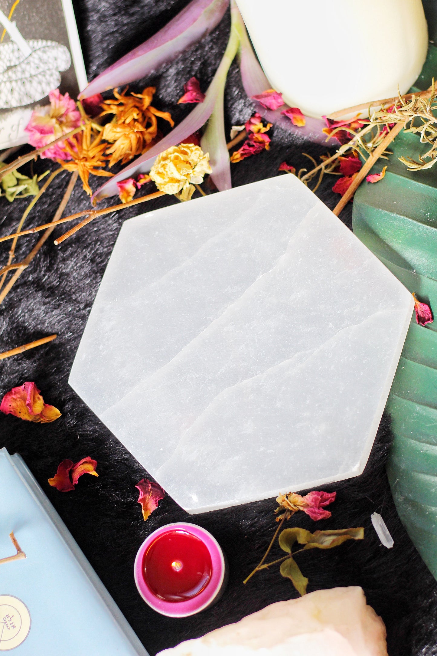 Selenite Crystal Charging Hexagon Plate | Tile - 1 Piece