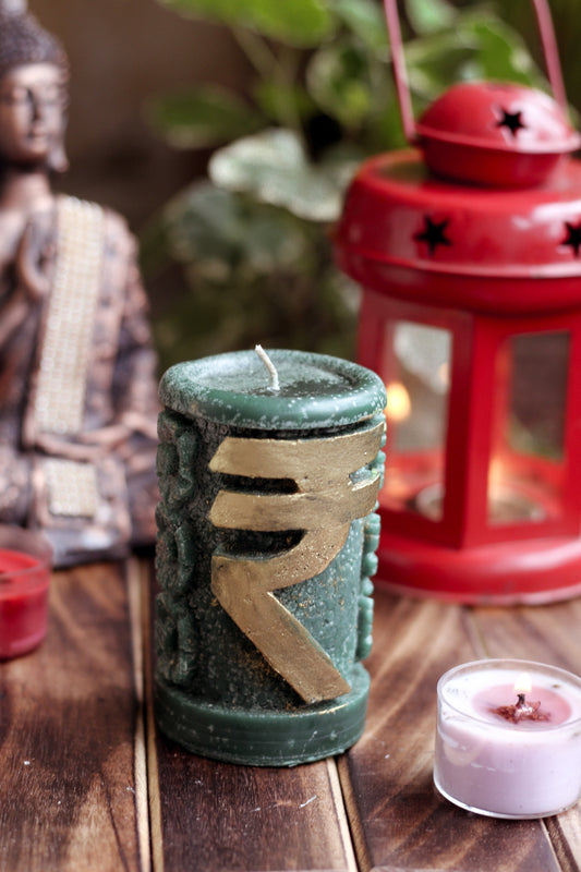 Rupee Candle With Gold Flakes