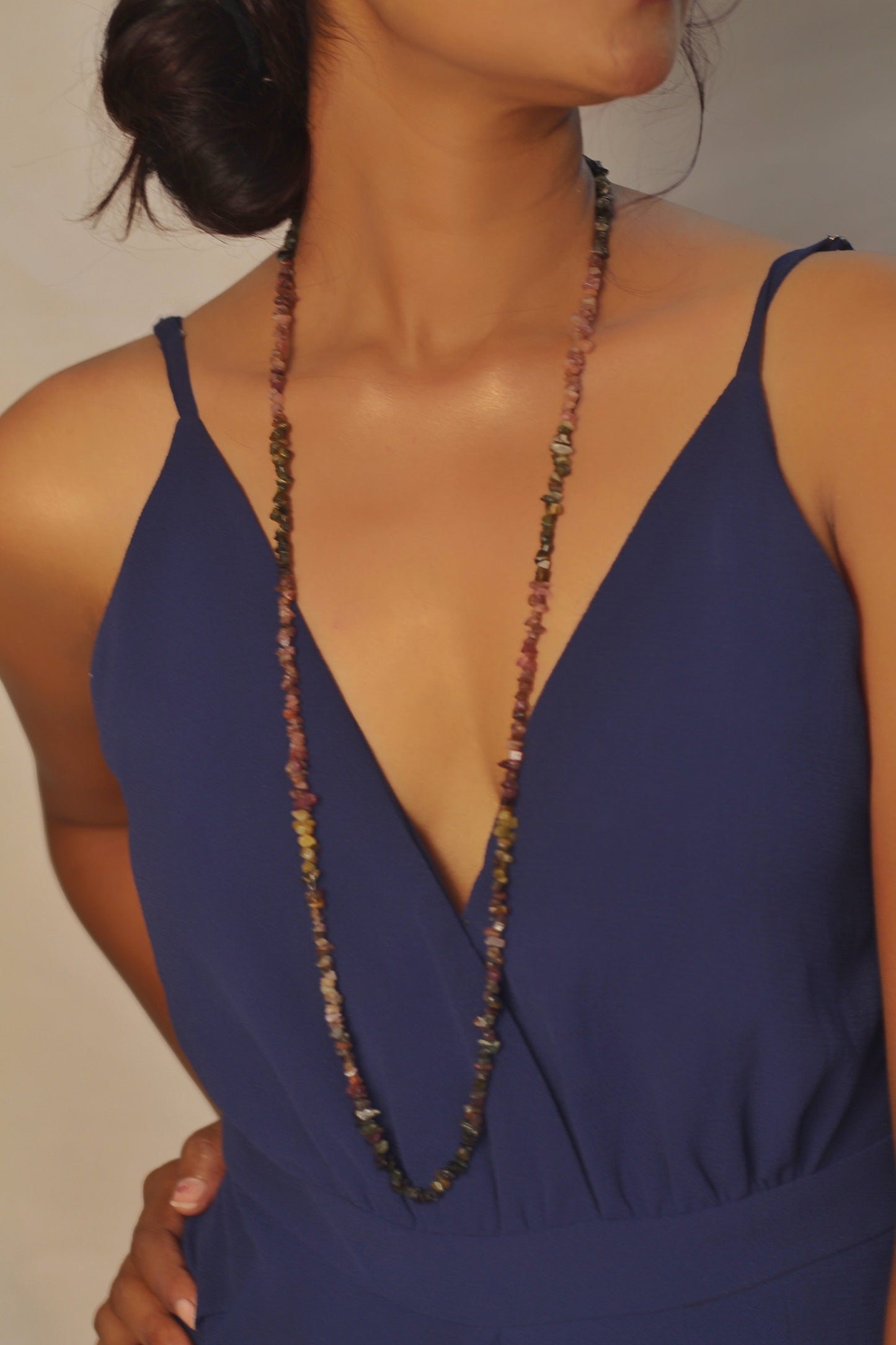 Multi Tourmaline Chips String(Mala) Crystal