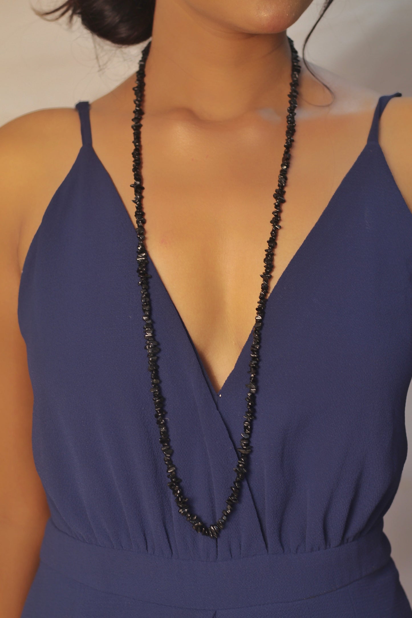 Black Tourmaline Chips String (Mala) Crystal