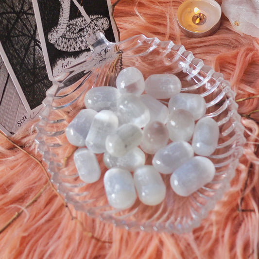 Selenite Tumble Stone | Helps Activating Third Eye & Crown Chakra Crystal