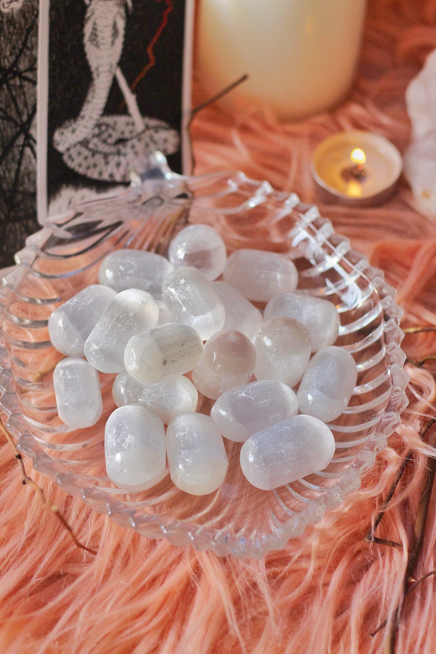 Selenite Tumble Stone | Helps Activating Third Eye & Crown Chakra Crystal