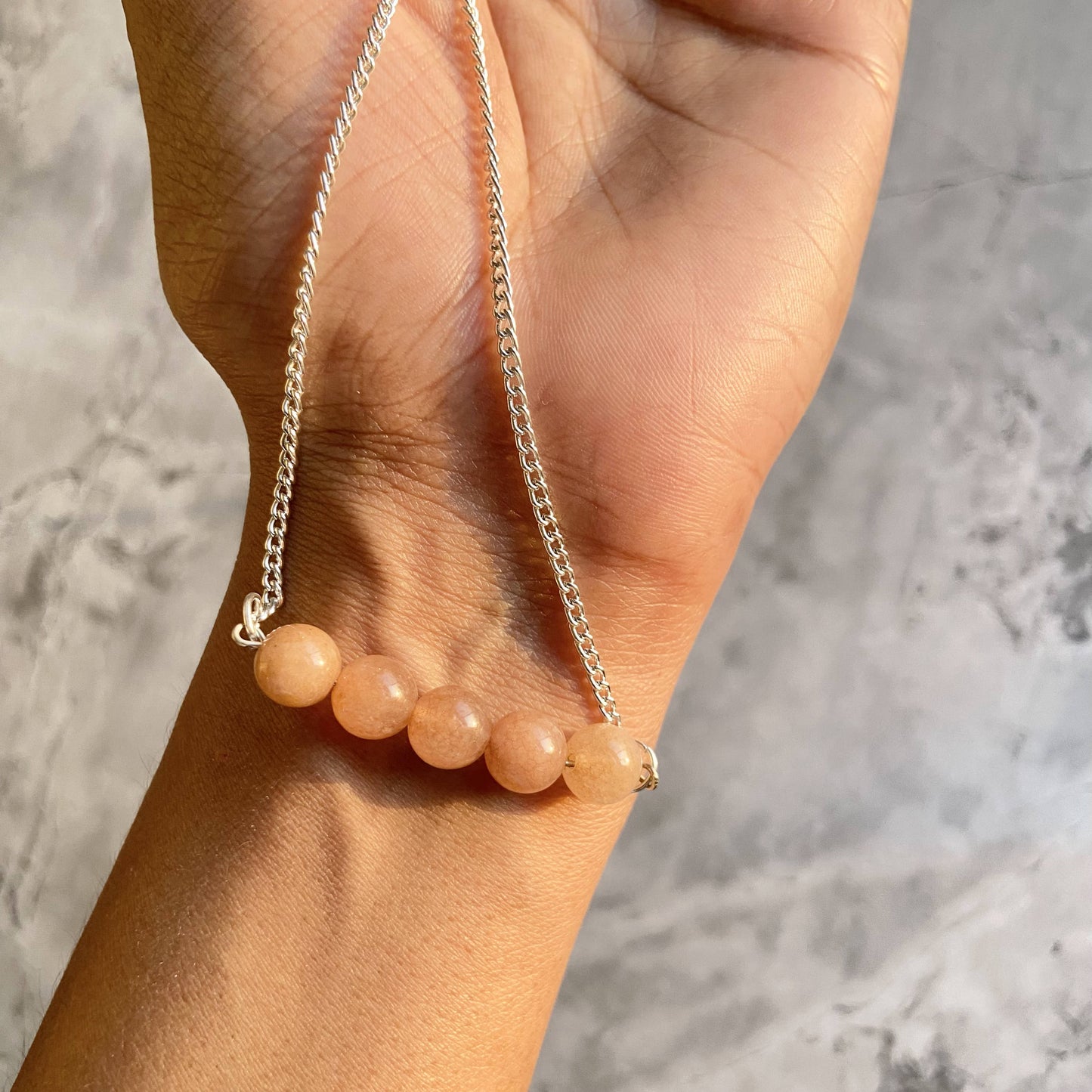 Sunstone Bead Necklace Crystal & Stones