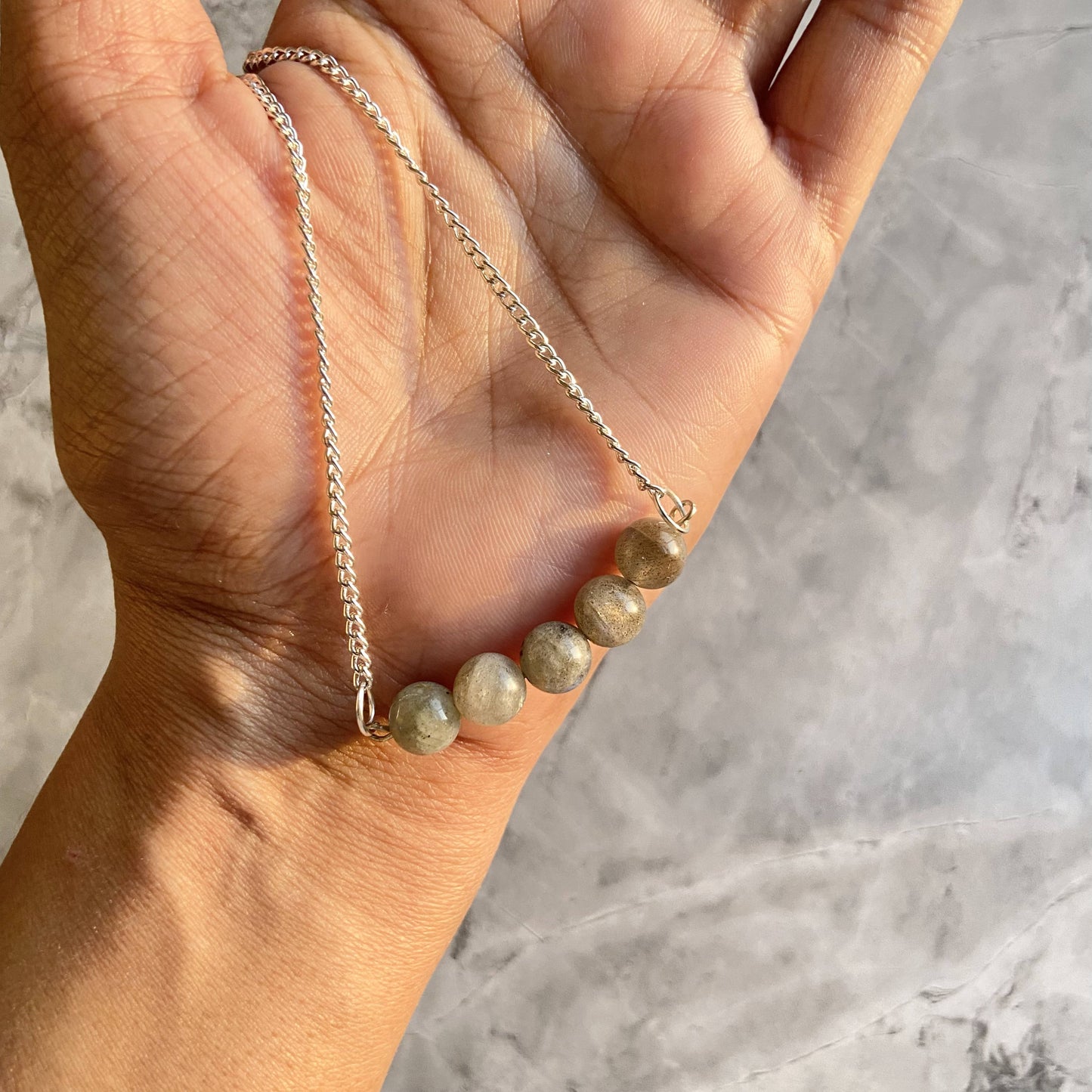 Labradorite Bead Necklace Crystal & Stones