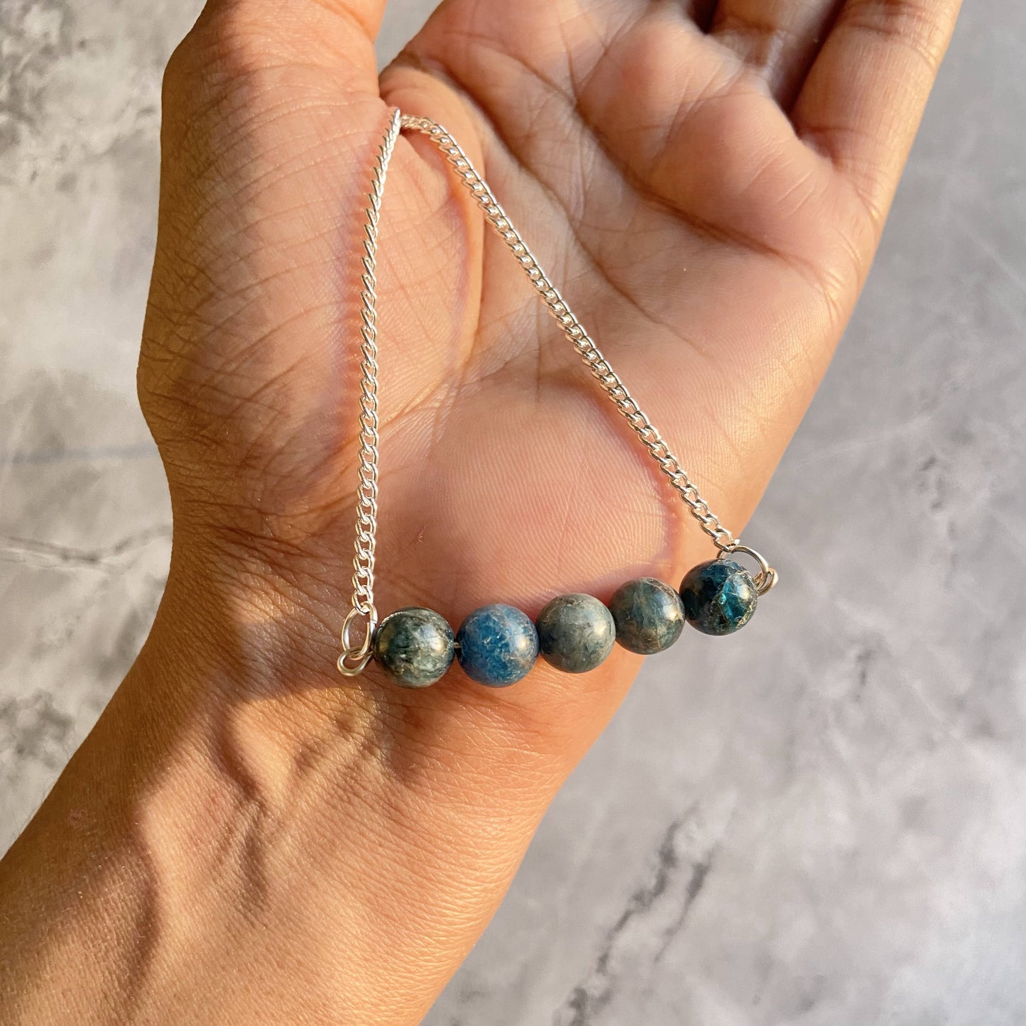 Blue Apatite Bead Necklace Crystal & Stones
