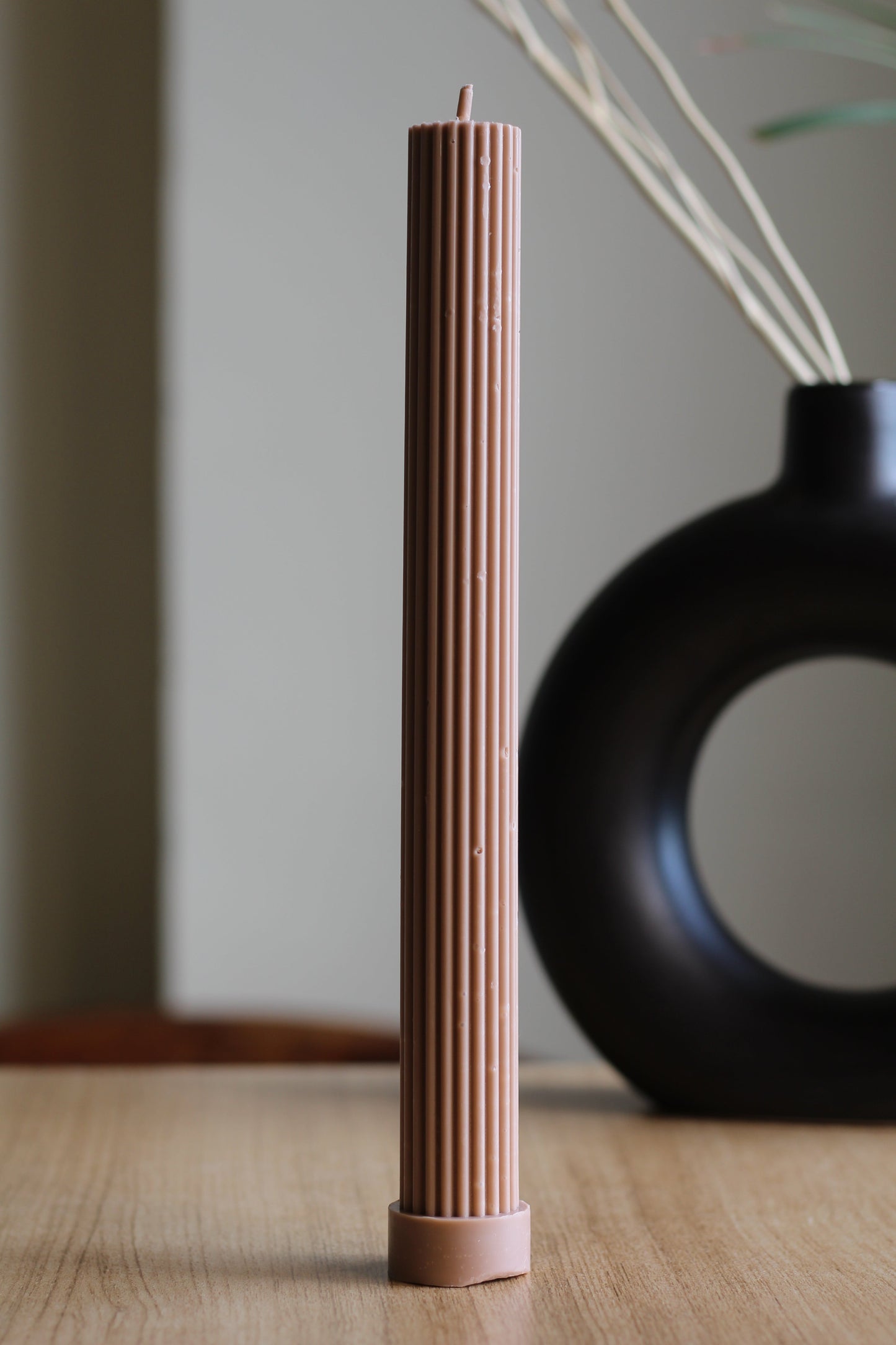 Long Textured Taper Candle Set of 2 | Brown - 12 Inches