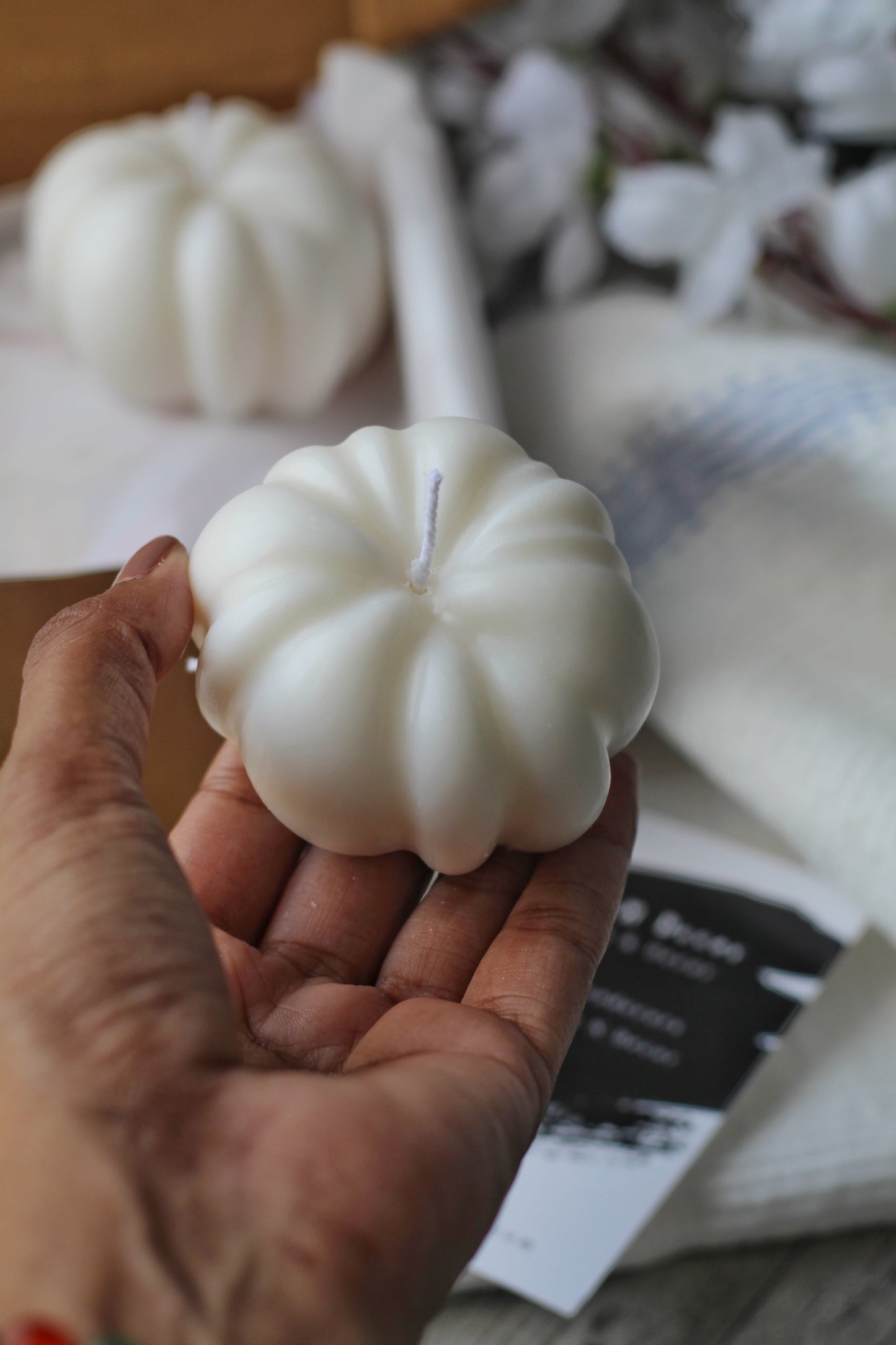 White Pumpkin shape Decorative Candle | Pack of 3