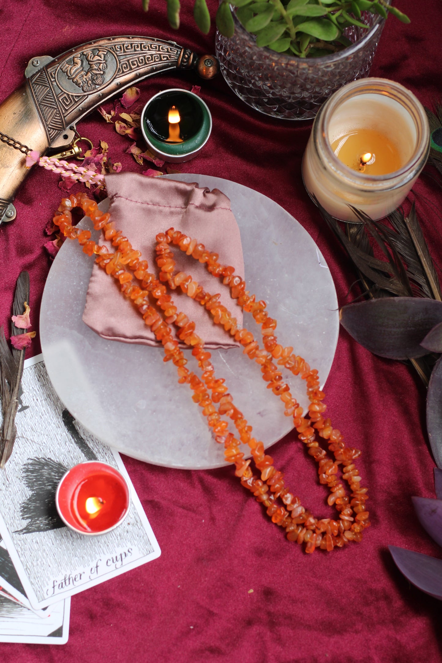 Orange Carnelian Chips String (Mala) Crystal