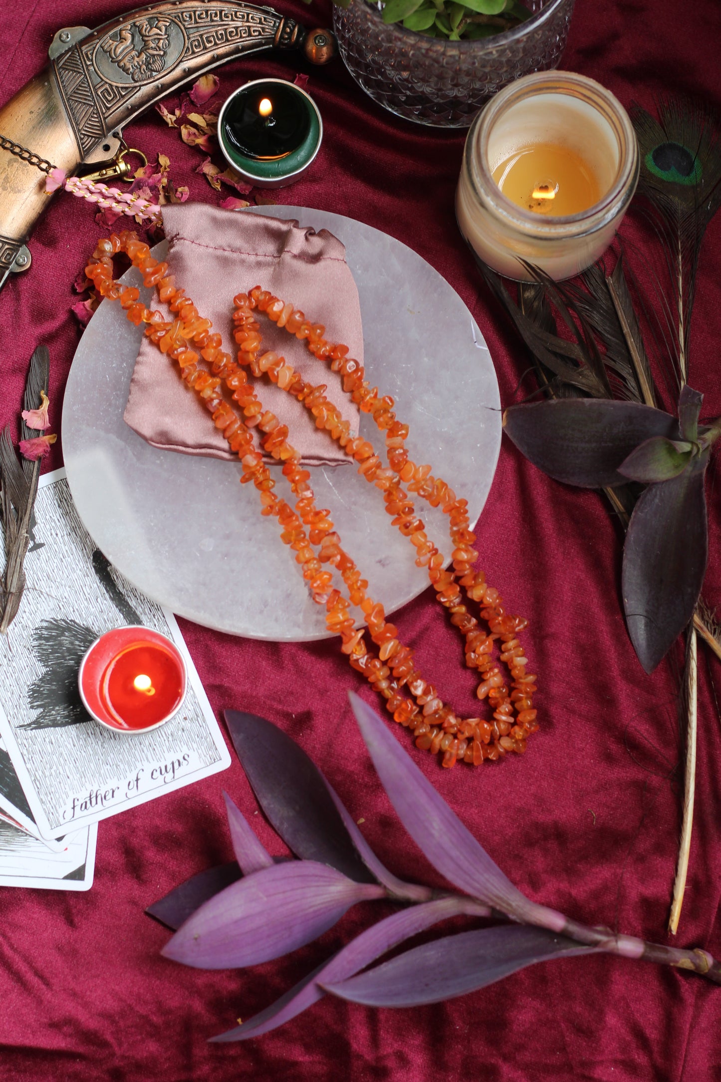 Orange Carnelian Chips String (Mala) Crystal