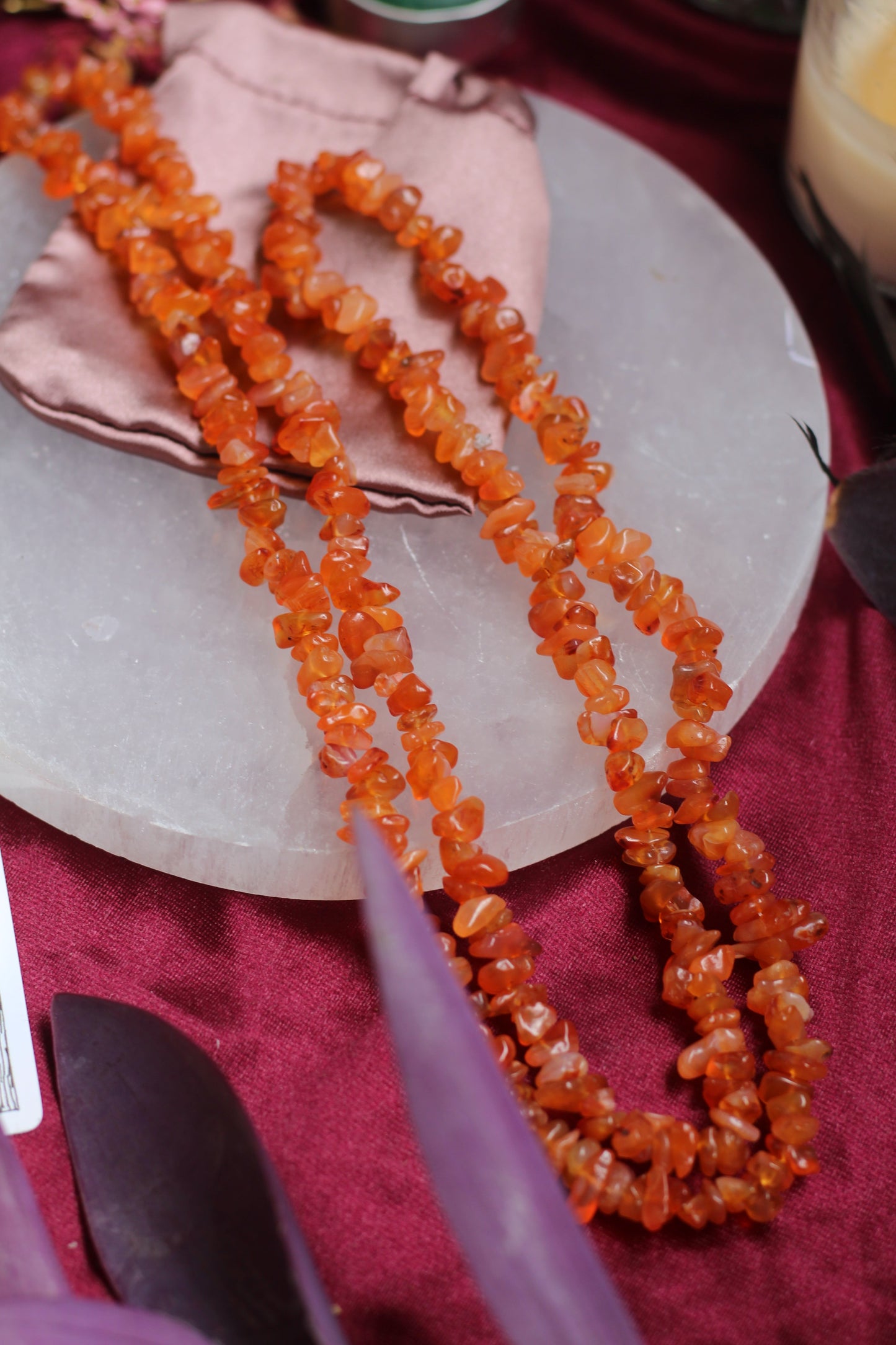 Orange Carnelian Chips String (Mala) Crystal