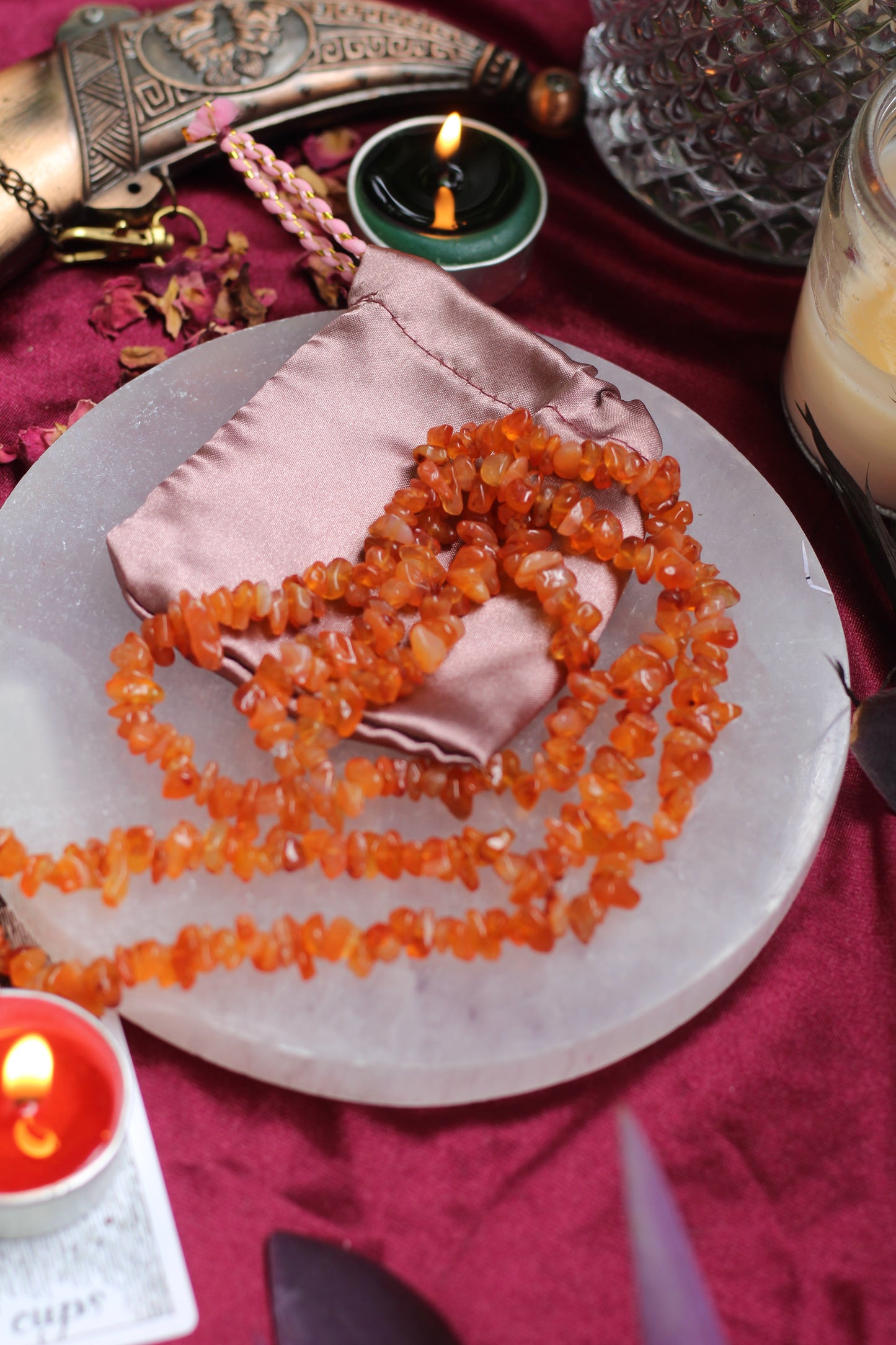 Orange Carnelian Chips String (Mala) Crystal