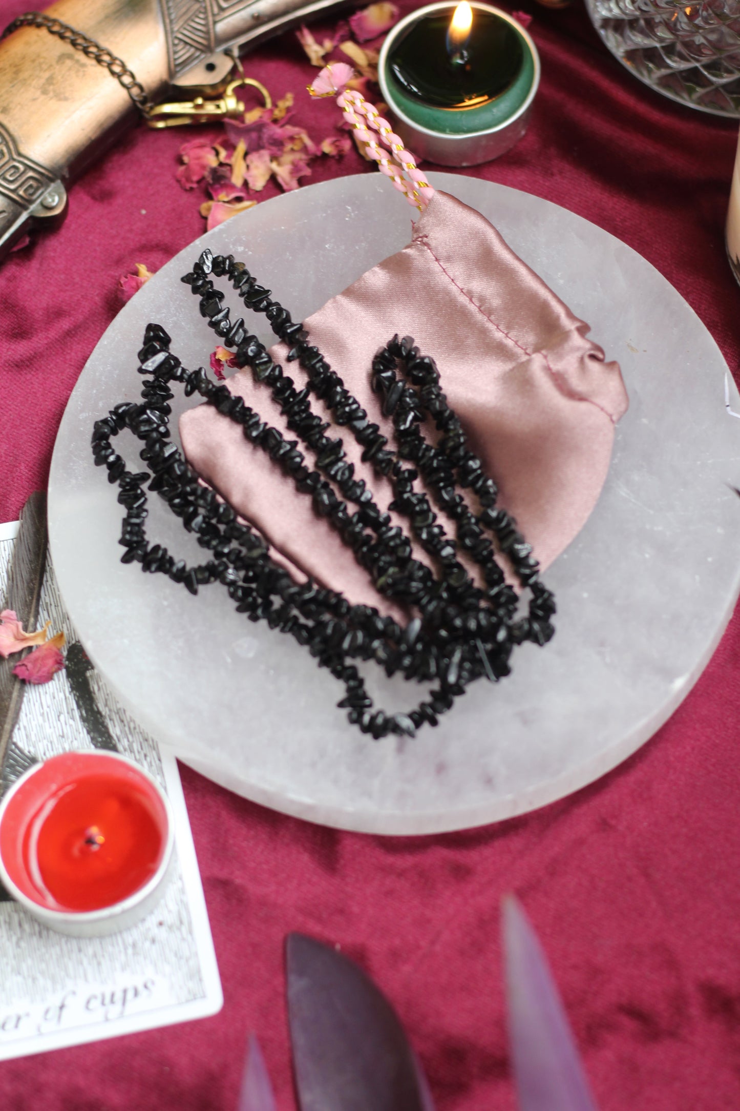 Black Tourmaline Chips String (Mala) Crystal