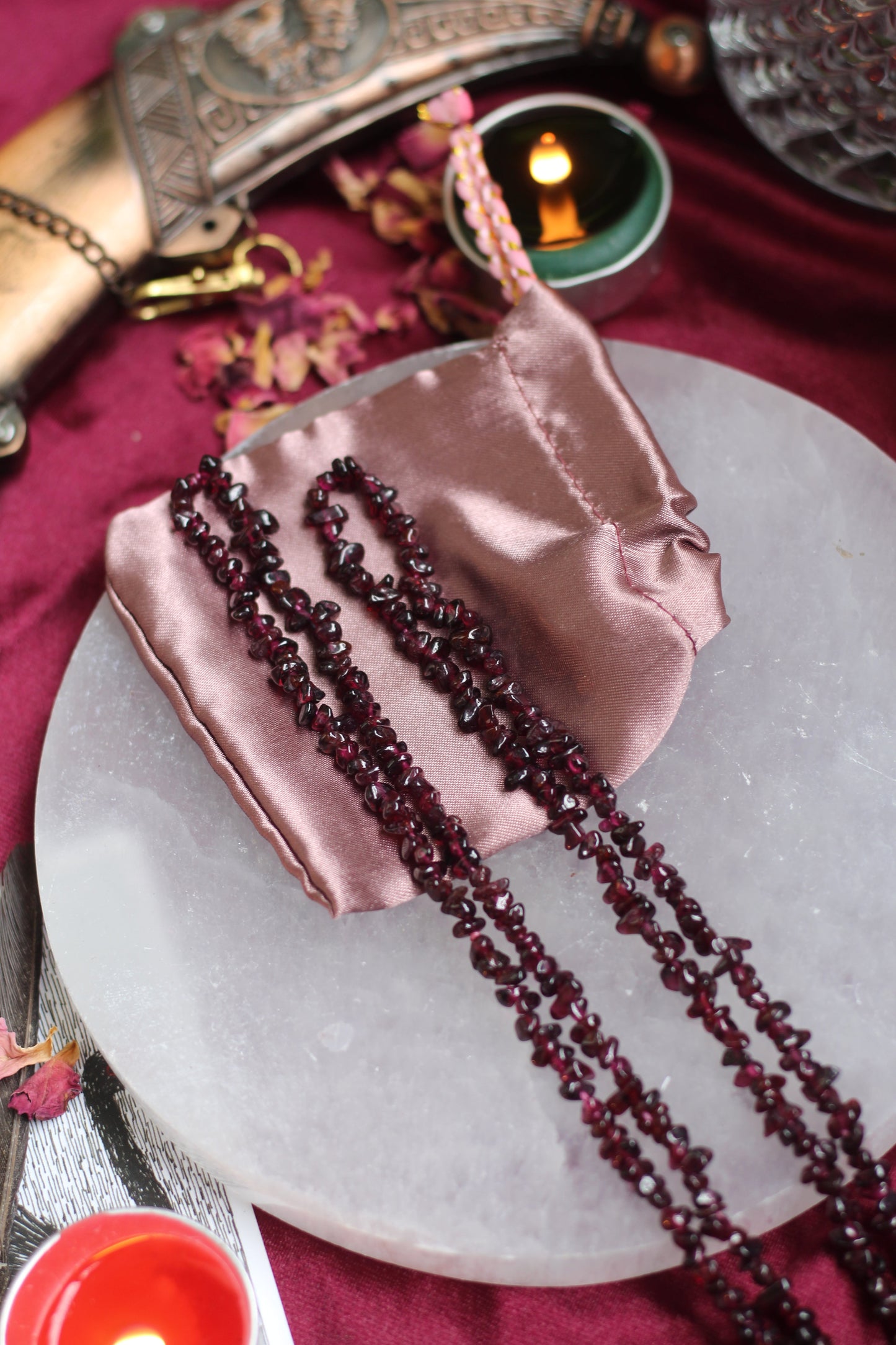 Garnet Crystal Chips String (Mala) Jewellery