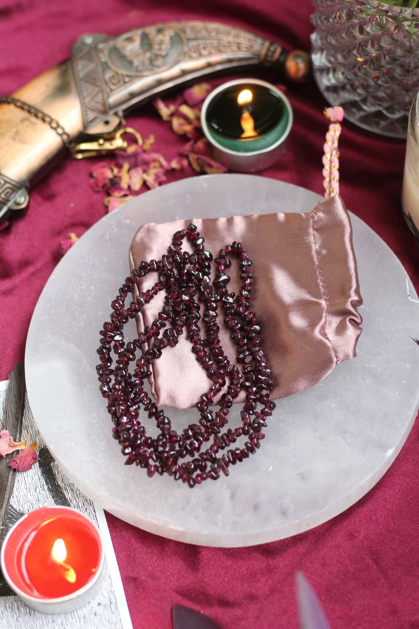 Garnet Crystal Chips String (Mala) Jewellery