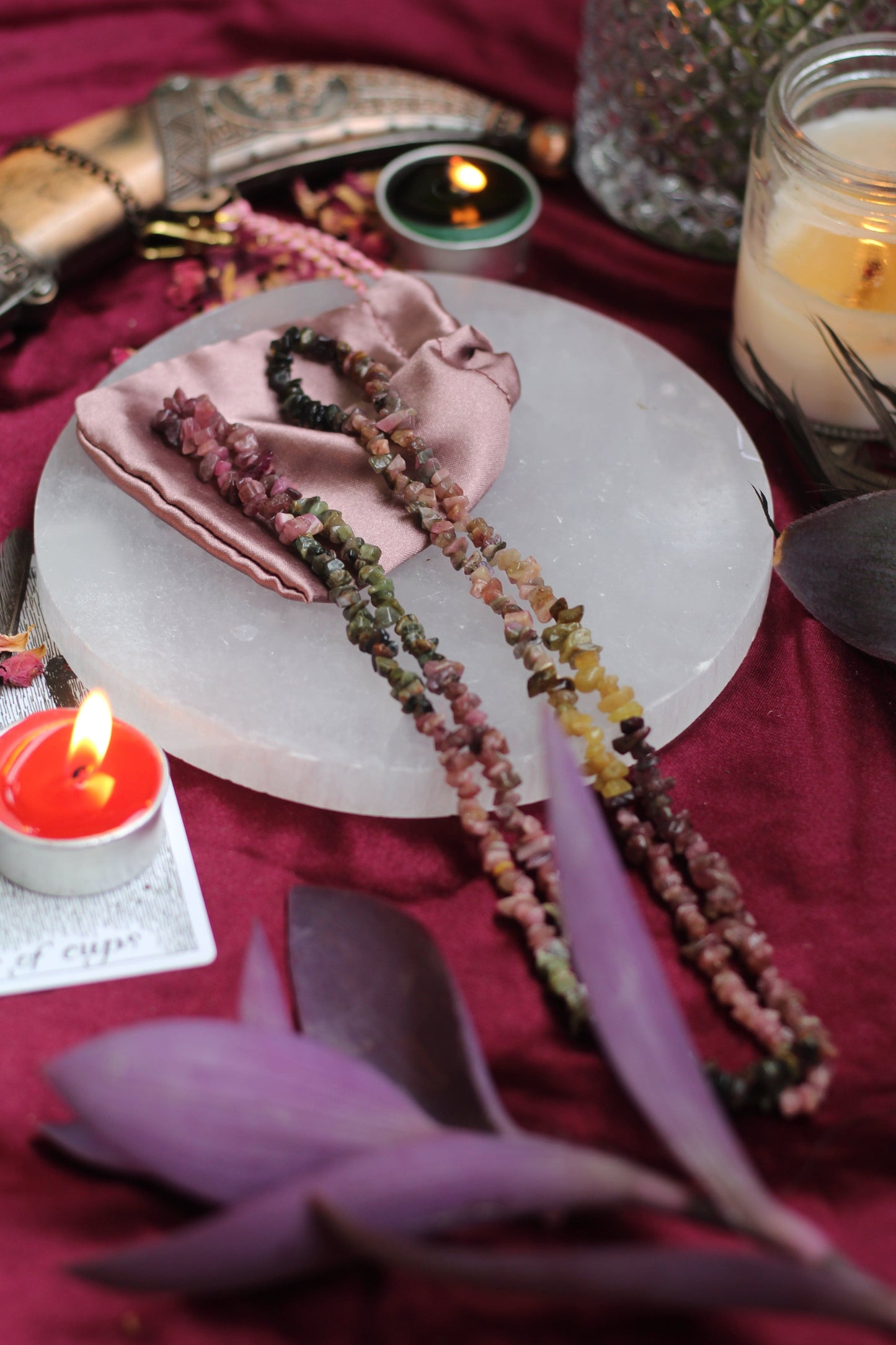 Multi Tourmaline Chips String(Mala) Crystal