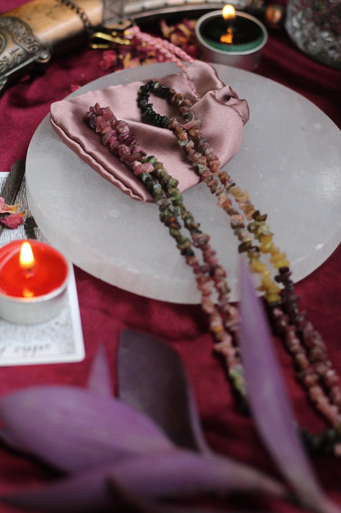 Multi Tourmaline Chips String(Mala) Crystal