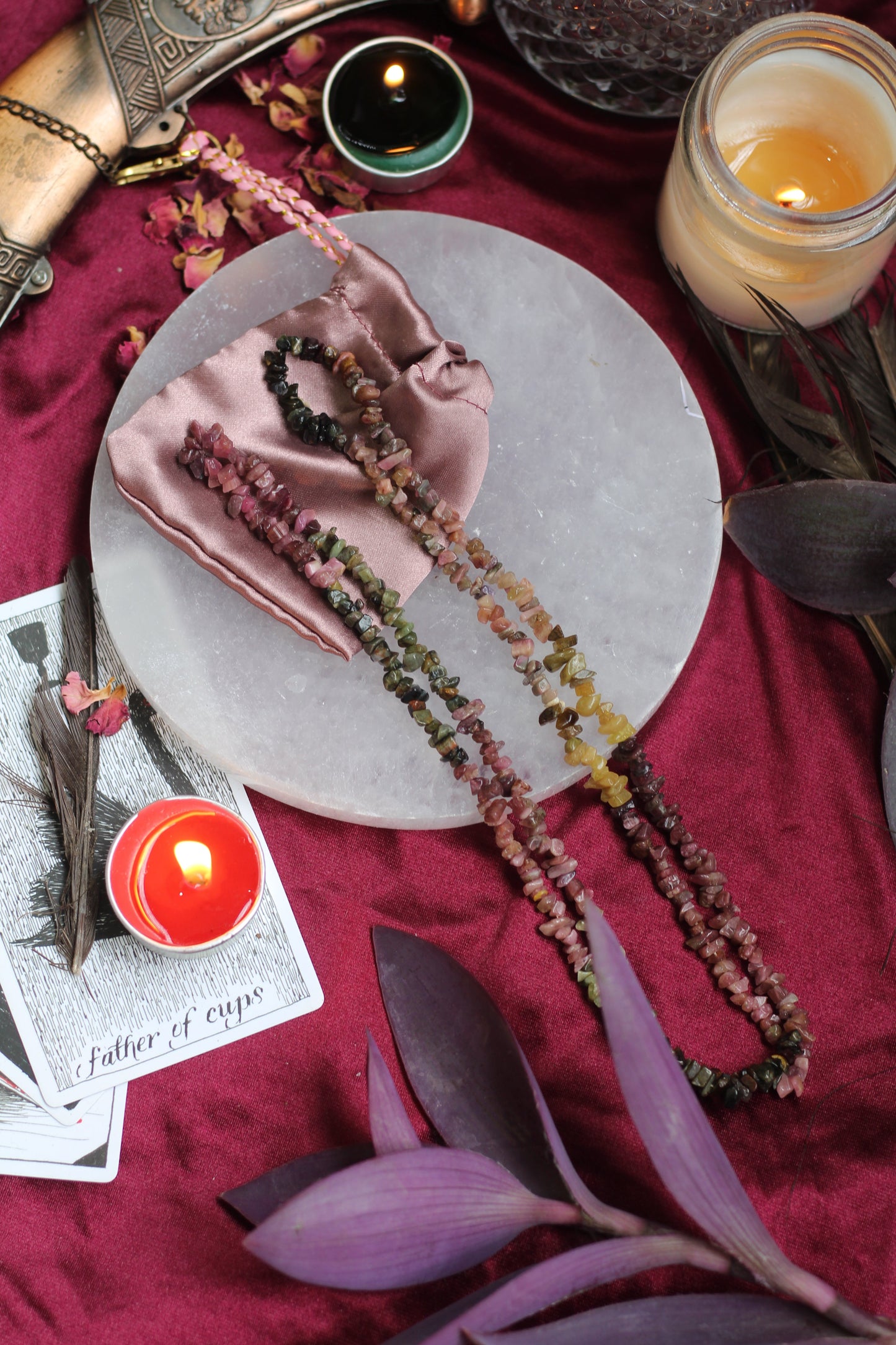 Multi Tourmaline Chips String(Mala) Crystal