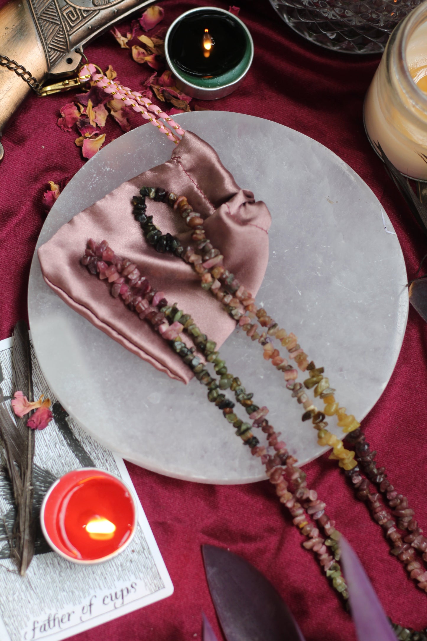 Multi Tourmaline Chips String(Mala) Crystal