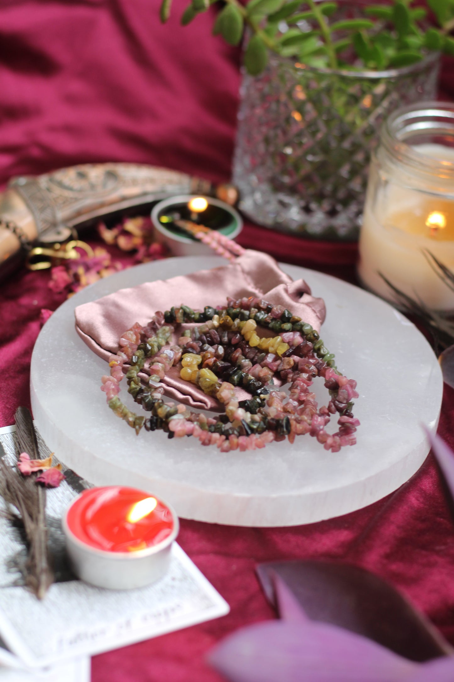 Multi Tourmaline Chips String(Mala) Crystal