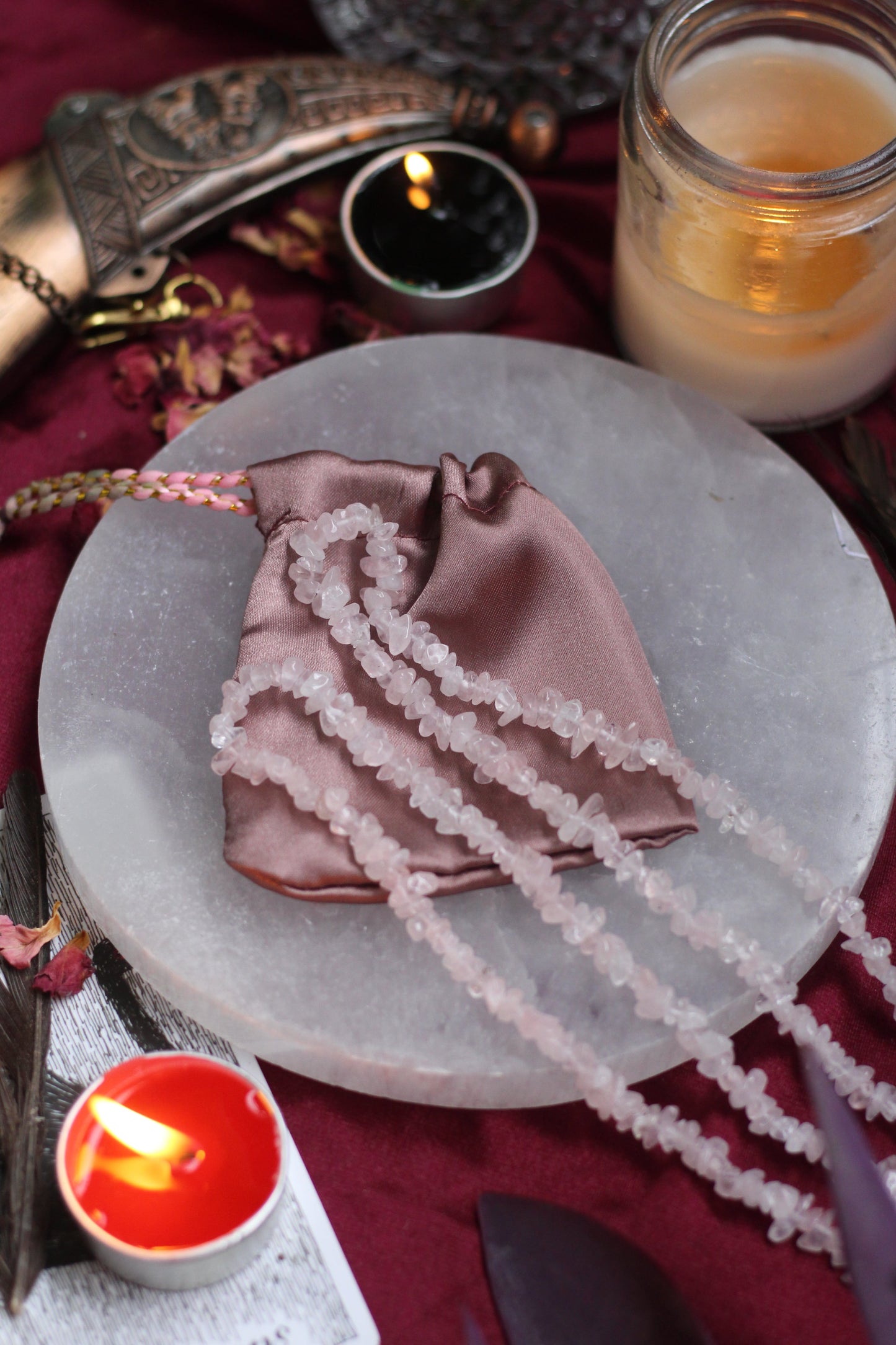 Rose Quartz Chips String (Mala) Crystal