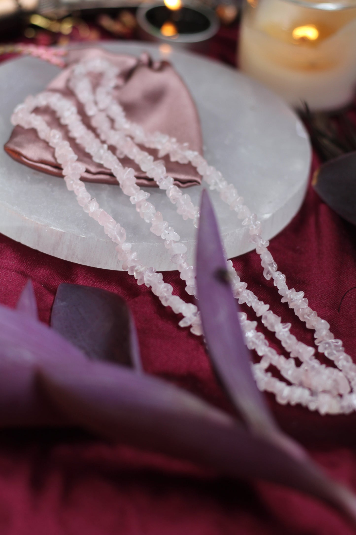 Rose Quartz Chips String (Mala) Crystal