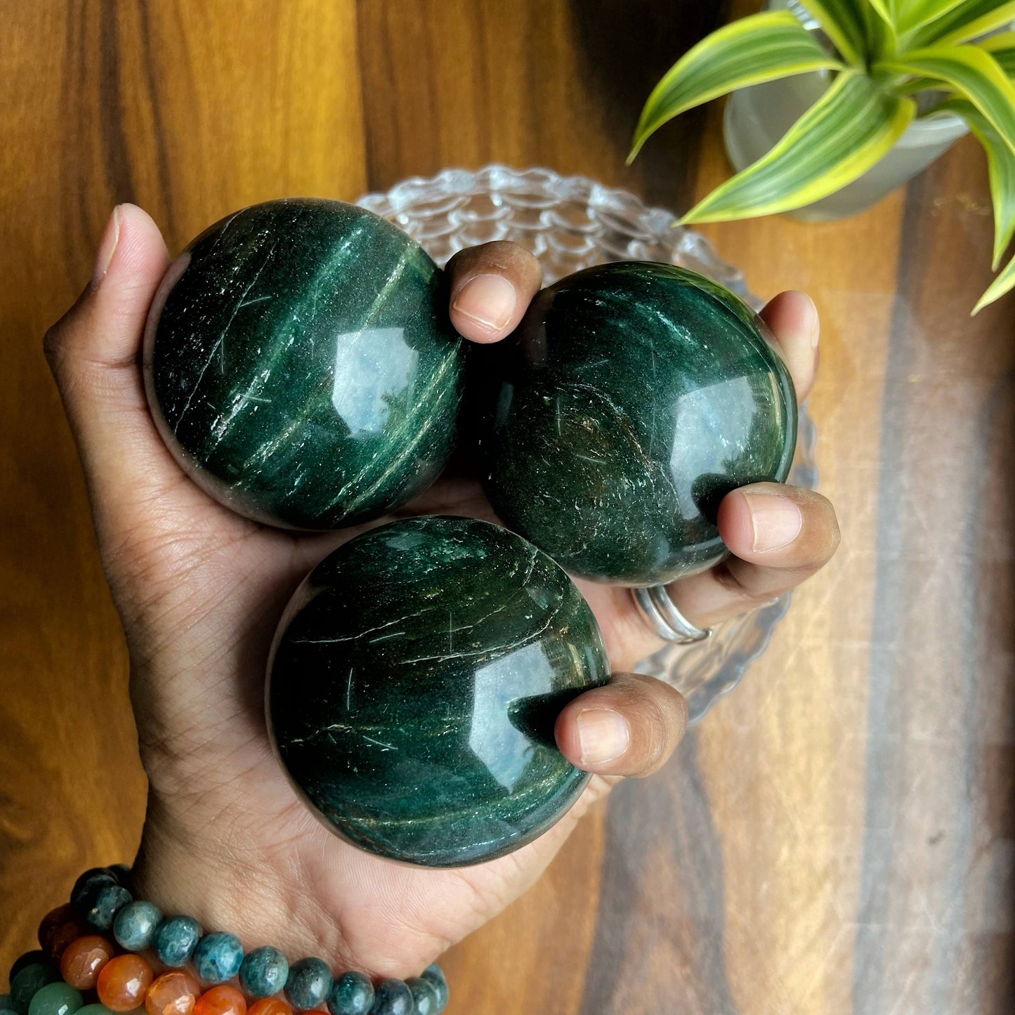 Green Jade Sphere | Luck & Prosperity Crystal Stones
