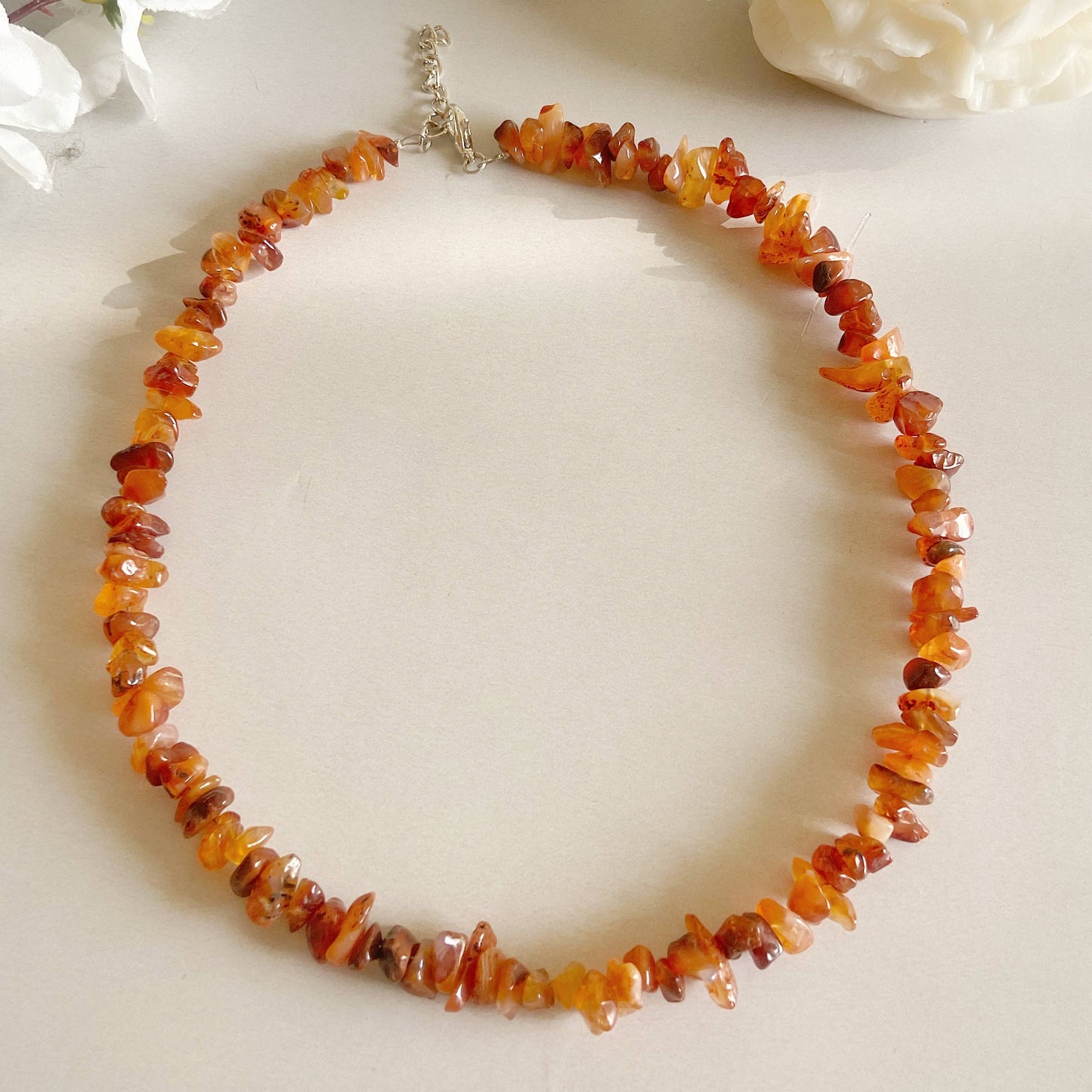 Orange Carnelian Chips Necklace | Opportunities & Courage Crystal Stones