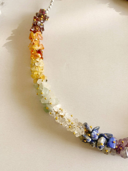Seven Chakra Crystal Chips Necklace Jewellery