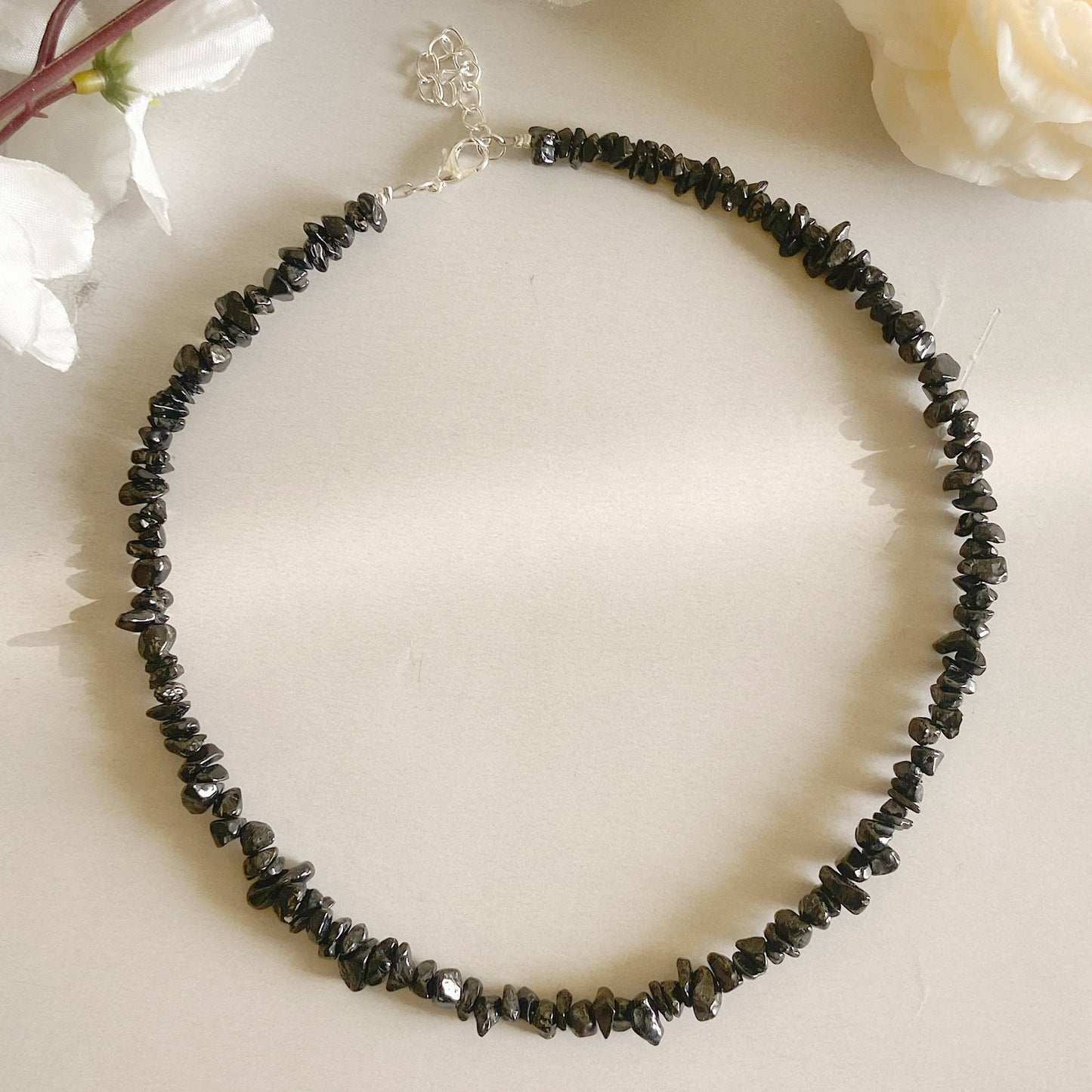Black Tourmaline Chips Necklace | Stone Of Protection Crystal & Stones