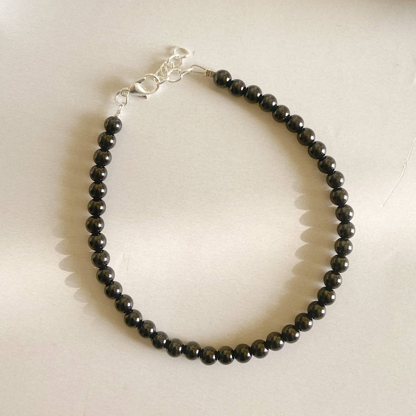 Black Obsidian Mini Bead Anklet - 4Mm | Removes Blockages & Provides Great Protection Crystal Stones