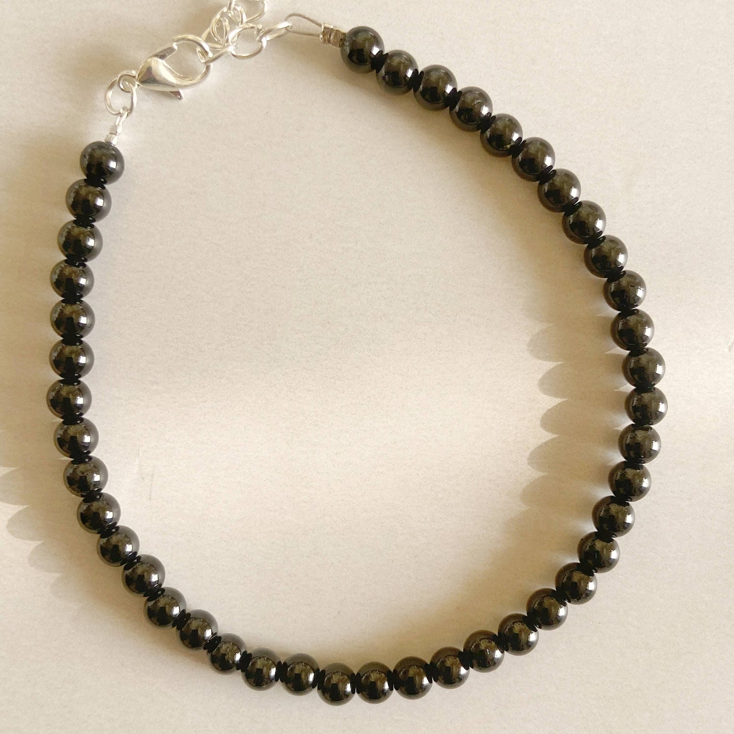 Black Obsidian Mini Bead Anklet - 4Mm | Removes Blockages & Provides Great Protection Crystal Stones