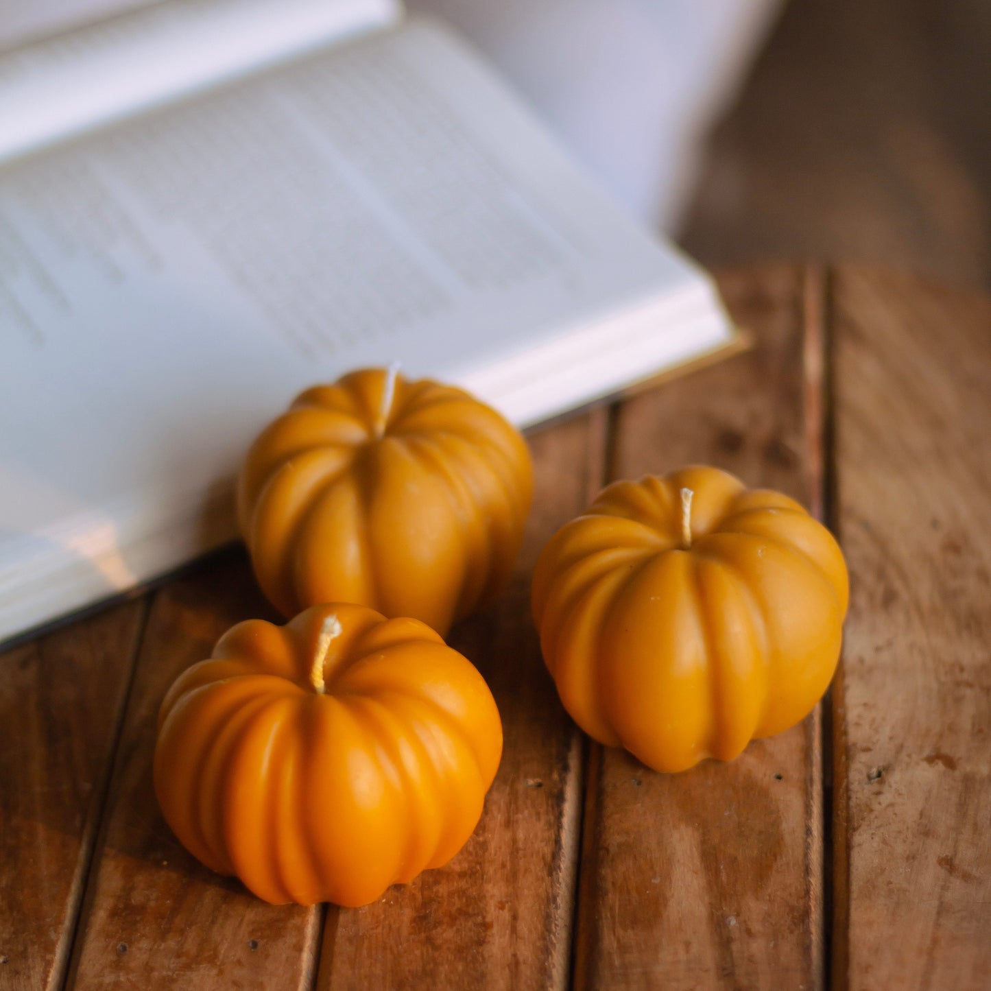 Orange Pumpkin Shape Decorative Candle Set of 3